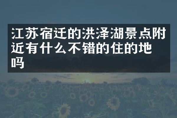 江苏宿迁的洪泽湖景点附近有什么不错的住的地方吗