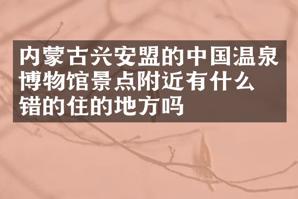 内蒙古兴安盟的中国温泉博物馆景点附近有什么不错的住的地方吗