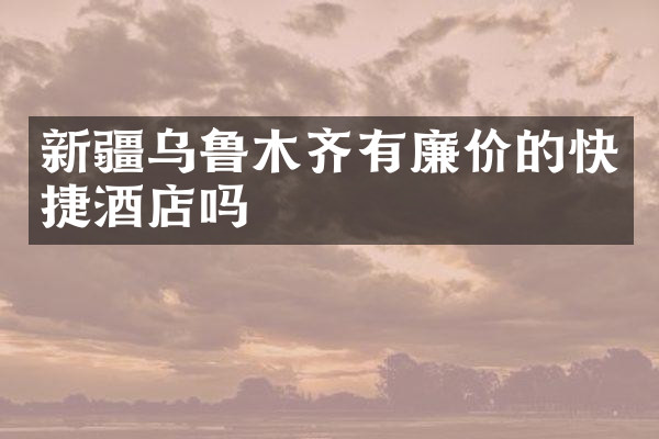 新疆乌鲁木齐有廉价的快捷酒店吗