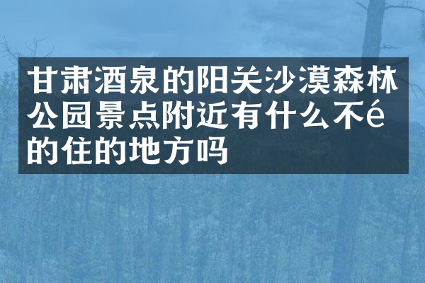 甘肃酒泉的阳关沙漠森林公园景点附近有什么不错的住的地方吗