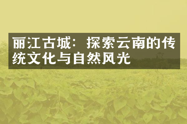 丽江古城：探索云南的传统文化与自然风光