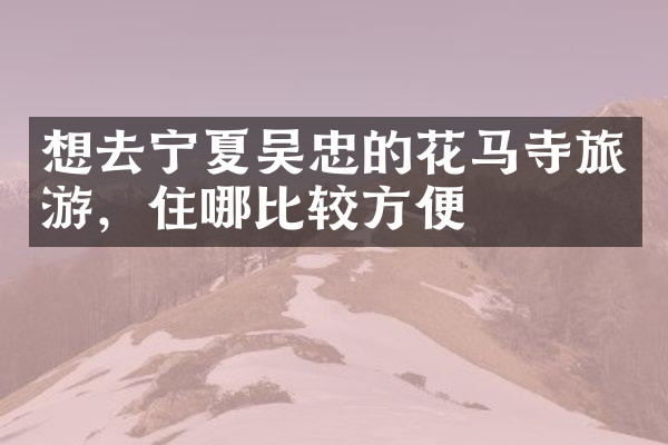 想去宁夏吴忠的花马寺旅游，住哪比较方便