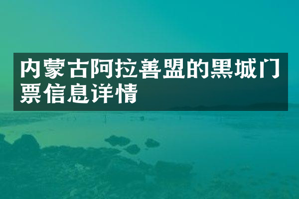 内蒙古阿拉善盟的黑城门票信息详情