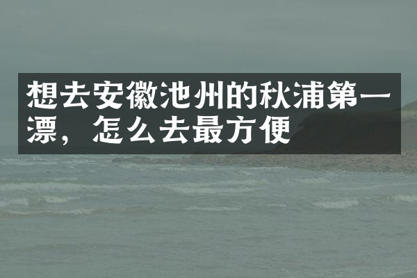 想去安徽池州的秋浦第一漂，怎么去最方便