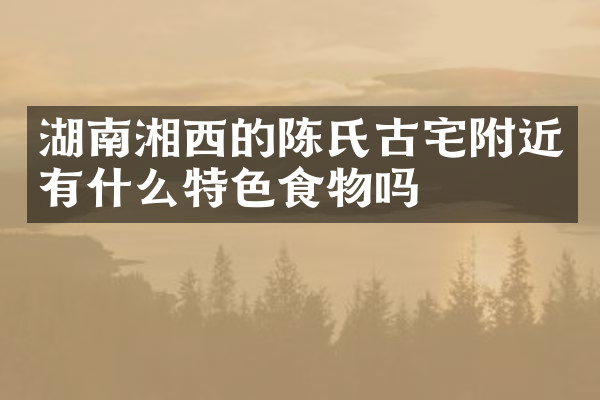 湖南湘西的陈氏古宅附近有什么特色食物吗