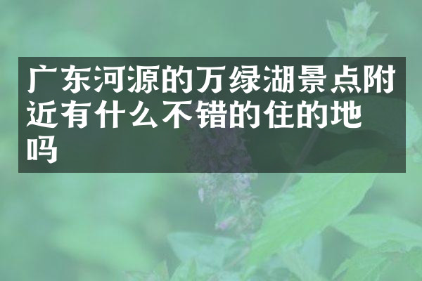 广东河源的万绿湖景点附近有什么不错的住的地方吗
