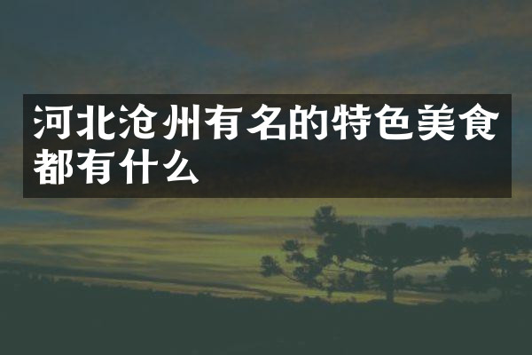 河北沧州有名的特色美食都有什么