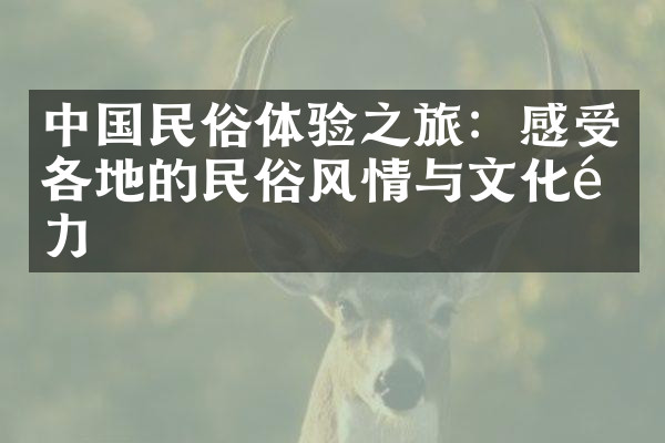 中国民俗体验之旅：感受各地的民俗风情与文化魅力
