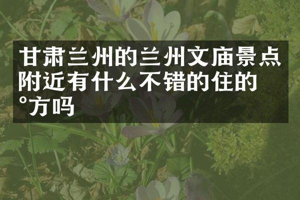 甘肃兰州的兰州文庙景点附近有什么不错的住的地方吗