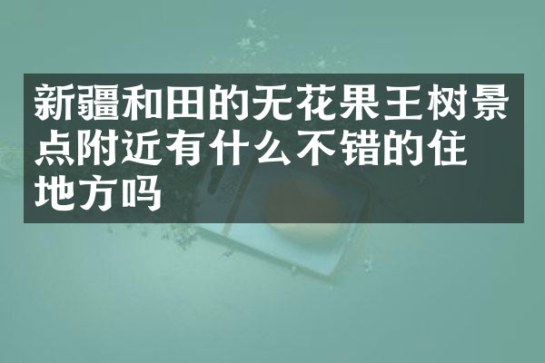 新疆和田的无花果王树景点附近有什么不错的住的地方吗