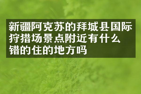 新疆阿克苏的拜城县国际狩猎场景点附近有什么不错的住的地方吗