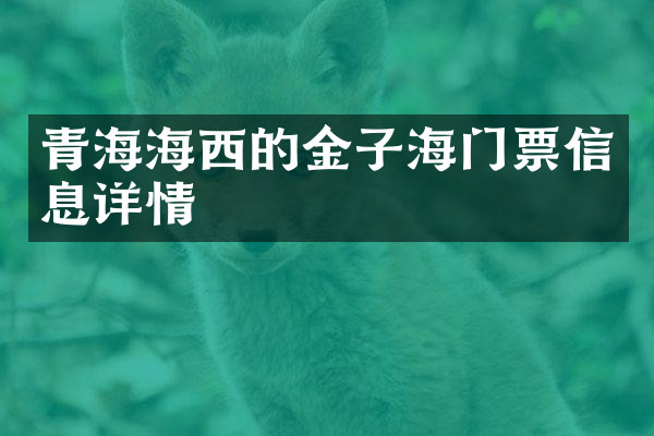 青海海西的金子海门票信息详情