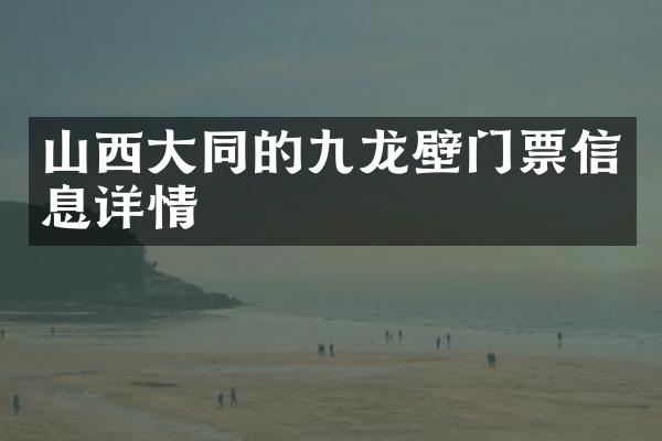 山西大同的九龙壁门票信息详情