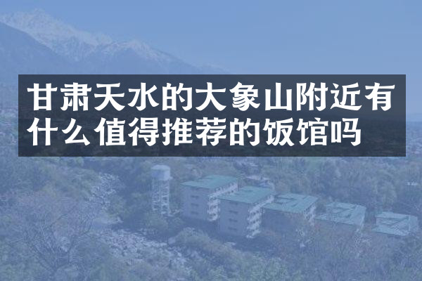 甘肃天水的大象山附近有什么值得推荐的饭馆吗