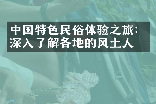 中国特色民俗体验之旅：深入了解各地的风土人情