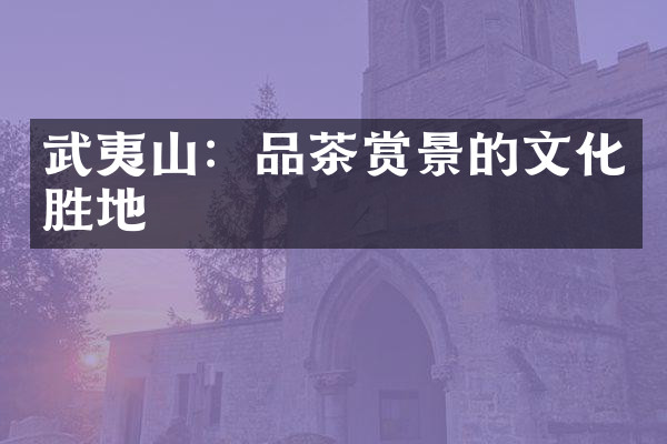 武夷山：品茶赏景的文化胜地