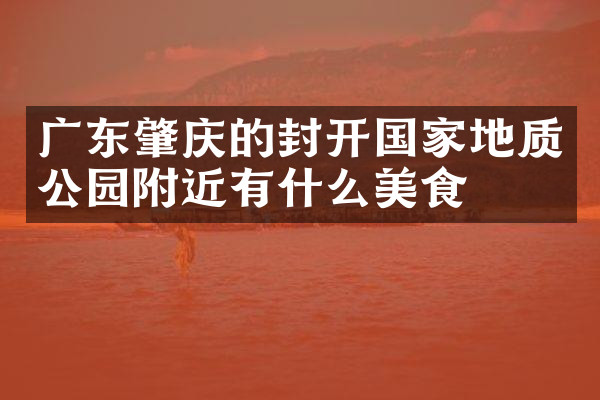 广东肇庆的封开国家地质公园附近有什么美食