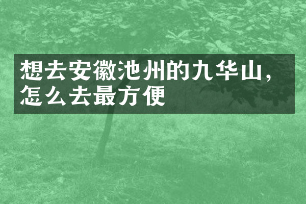 想去安徽池州的九华山，怎么去最方便