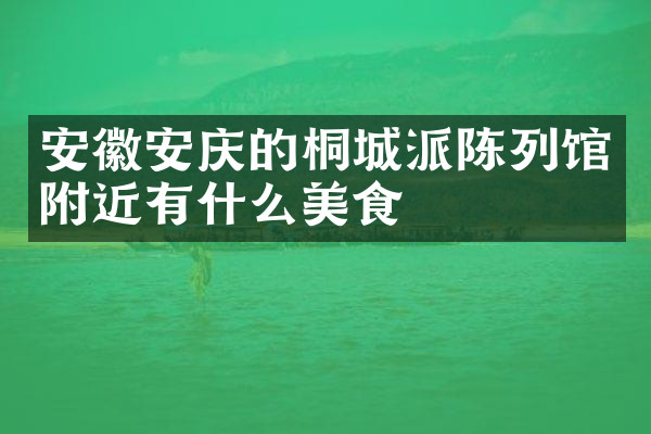 安徽安庆的桐城派陈列馆附近有什么美食