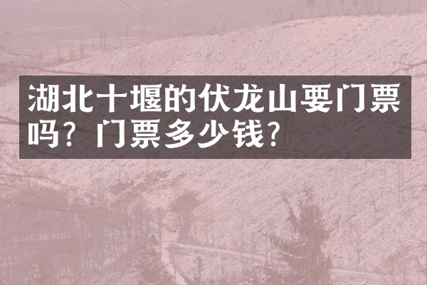 湖北十堰的伏龙山要门票吗？门票多少钱？