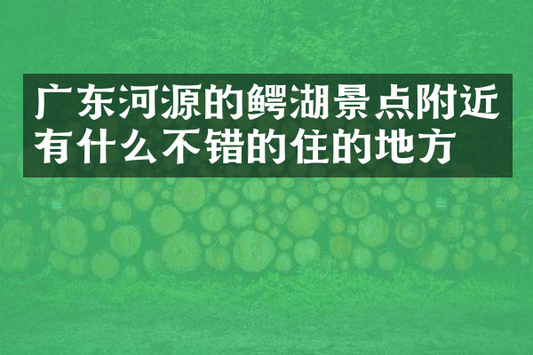 广东河源的鳄湖景点附近有什么不错的住的地方吗