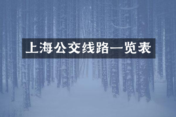 上海公交线路一览表