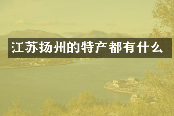 江苏扬州的特产都有什么