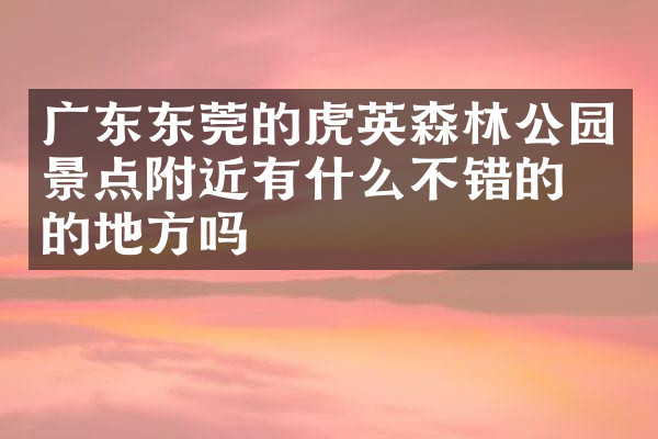广东东莞的虎英森林公园景点附近有什么不错的住的地方吗