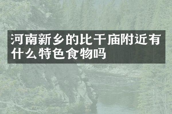 河南新乡的比干庙附近有什么特色食物吗