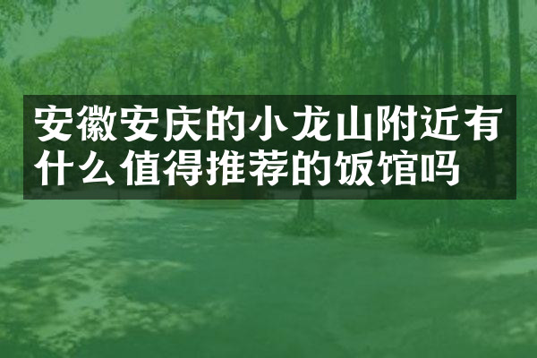 安徽安庆的小龙山附近有什么值得推荐的饭馆吗