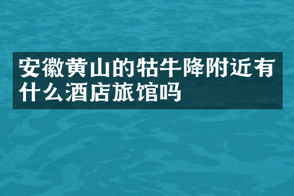 安徽黄山的牯牛降附近有什么酒店旅馆吗