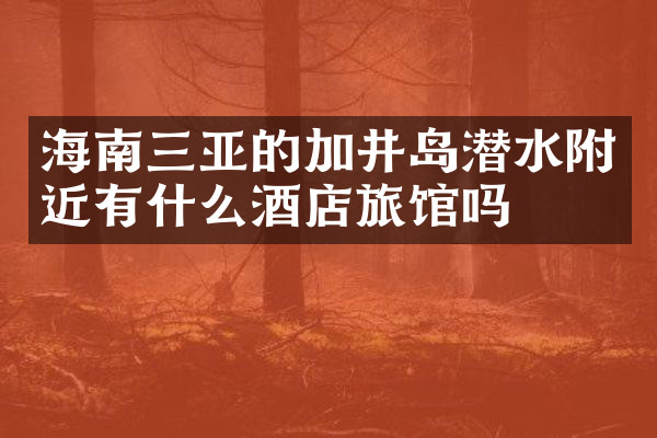 海南三亚的加井岛潜水附近有什么酒店旅馆吗