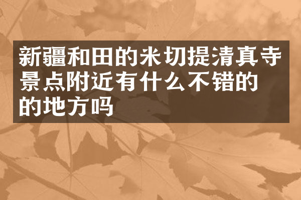 新疆和田的米切提清真寺景点附近有什么不错的住的地方吗
