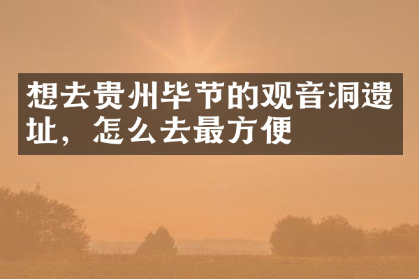 想去贵州毕节的观音洞遗址，怎么去最方便