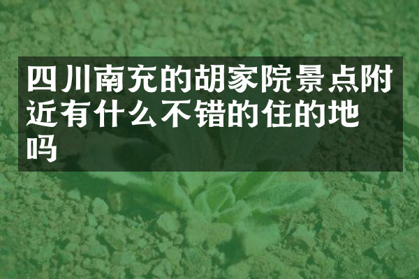 四川南充的胡家院景点附近有什么不错的住的地方吗
