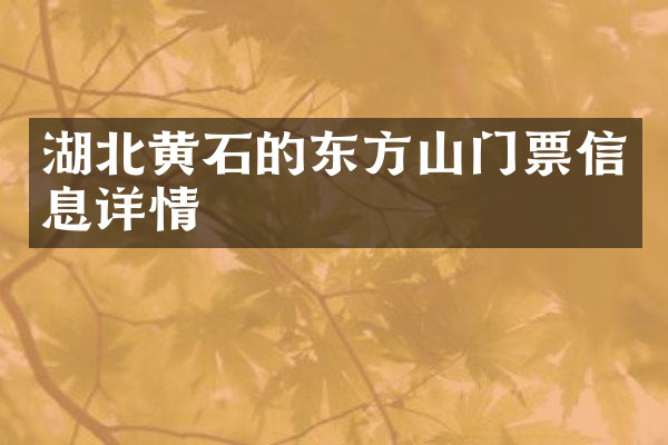 湖北黄石的东方山门票信息详情