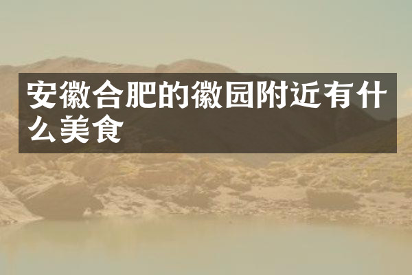 安徽合肥的徽园附近有什么美食