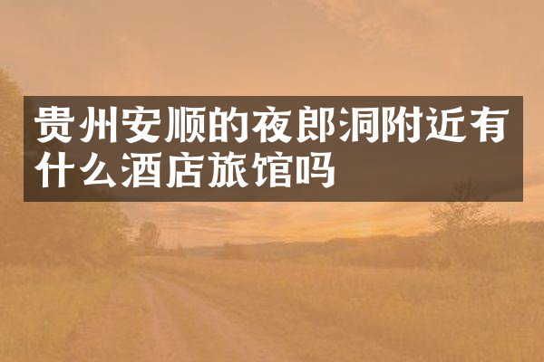 贵州安顺的夜郎洞附近有什么酒店旅馆吗
