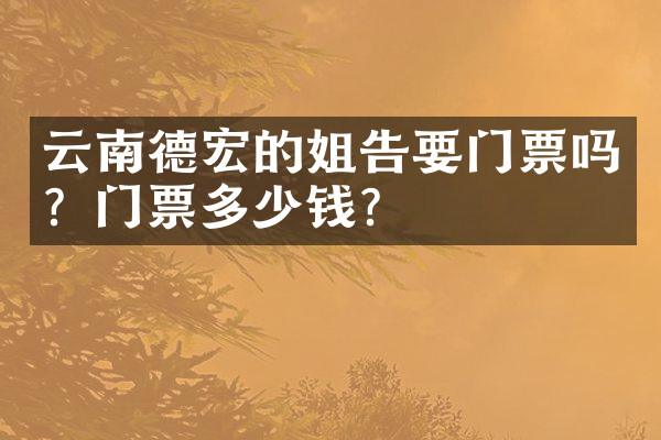 云南德宏的姐告要门票吗？门票多少钱？