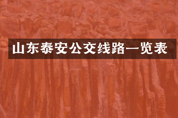 山东泰安公交线路一览表