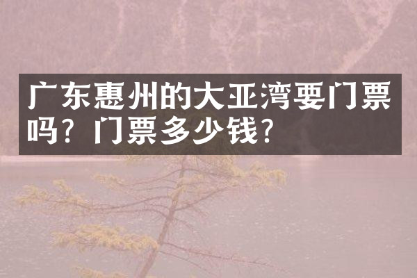 广东惠州的大亚湾要门票吗？门票多少钱？