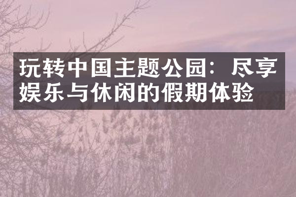 玩转中国主题公园：尽享娱乐与休闲的假期体验