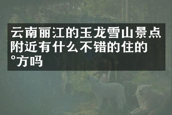 云南丽江的玉龙雪山景点附近有什么不错的住的地方吗