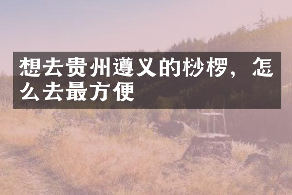 想去贵州遵义的桫椤，怎么去最方便
