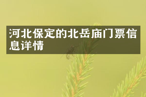 河北保定的北岳庙门票信息详情