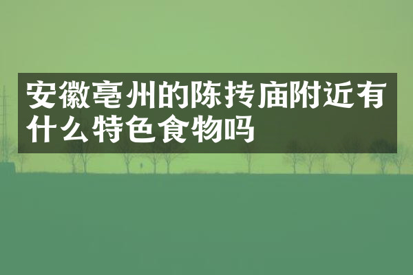 安徽亳州的陈抟庙附近有什么特色食物吗