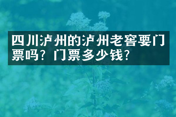四川泸州的泸州老窖要门票吗？门票多少钱？