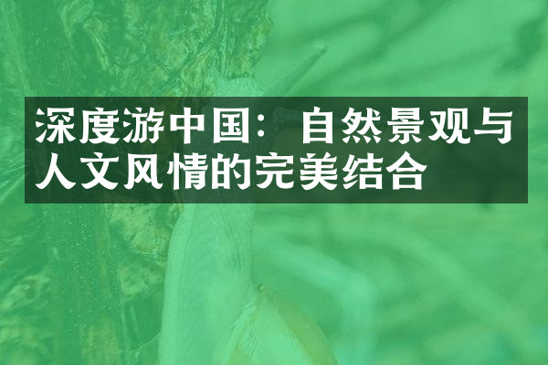 深度游中国：自然景观与人文风情的完美结合