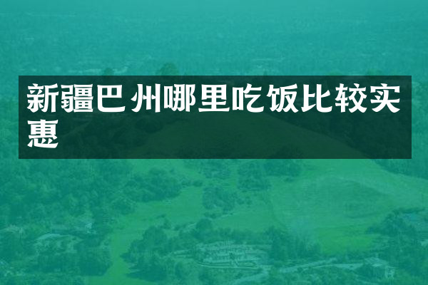 新疆巴州哪里吃饭比较实惠