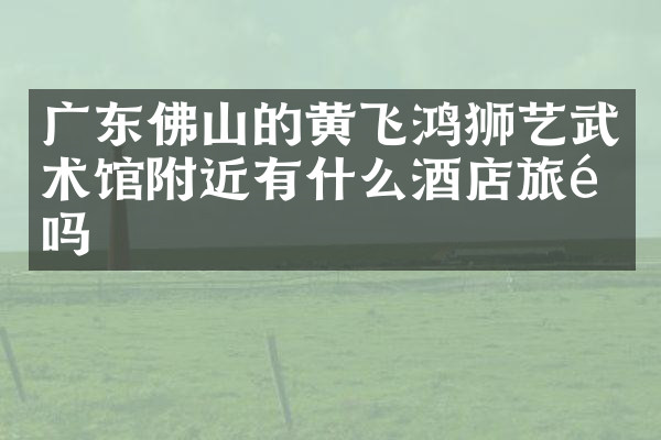 广东佛山的黄飞鸿狮艺武术馆附近有什么酒店旅馆吗